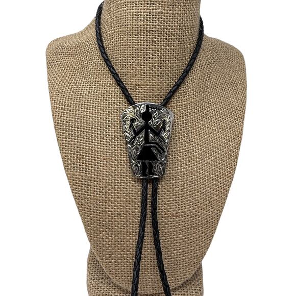 Vintage Pewter Native Dancer‎ Bolo Tie - Picture 4 of 4